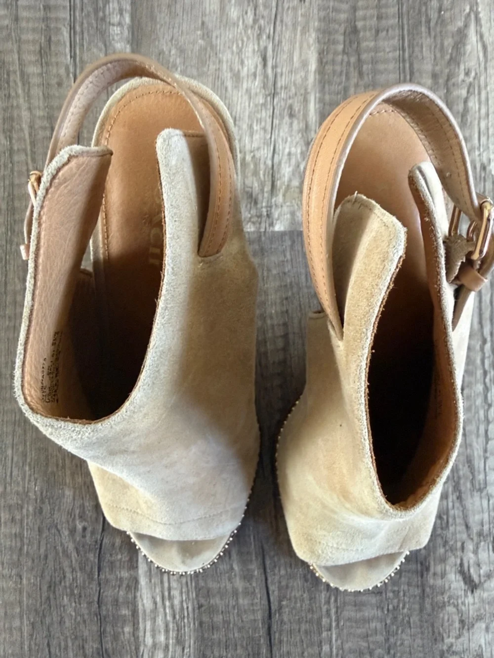 Coach Shoes Kate Brown Suede Buckle Heels Sandal Booties Size 7.5 - Picture 8 of 12